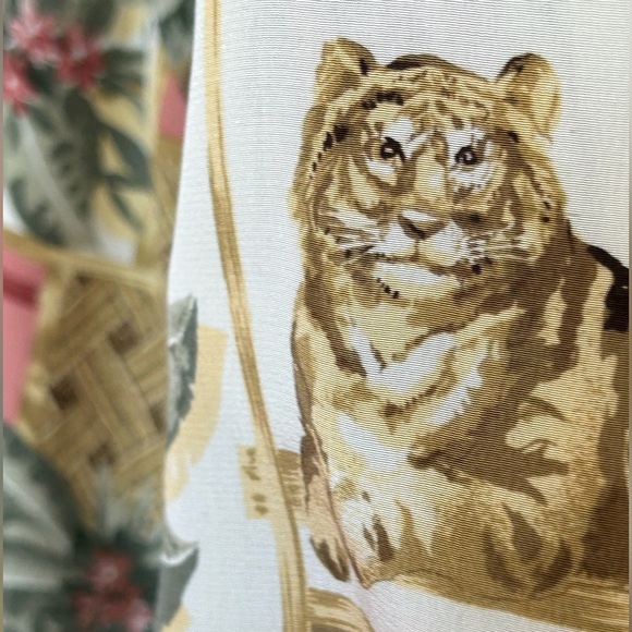 Vintage coastal Grandma Grannycore 100% silk cheetah tropical blouson jacket 16 - Picture 4 of 10